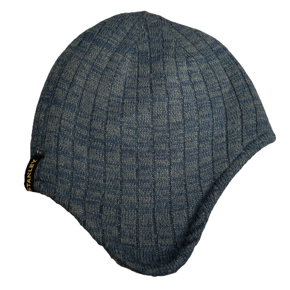 Stanley Fleece Lined Beanie Hat Blue Gray Knit Winter Cap One Size Warm